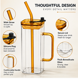 Premium Borosilicate Glass Mug with Lid, Handle & Reusable Straw – Heat Resistant Drink Cup