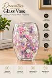 Decorative Glass Vase with Artificial Mini Flowers – Elegant Home & Office Table Decor