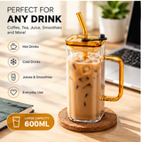 Premium Borosilicate Glass Mug with Lid, Handle & Reusable Straw – Heat Resistant Drink Cup