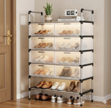 Shoe rack - dustproof shoe rack stainless steel 3,4,5,6,7 layer shoe organizer & Foldable Shoe Cabinet with Cover - Dustproof Shoe Rack Metal Pipes Shoes Cabinet Big Capacity Entrance Organize Shelf - Premium Quality Shoe Stand