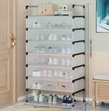 Shoe rack - dustproof shoe rack stainless steel 3,4,5,6,7 layer shoe organizer & Foldable Shoe Cabinet with Cover - Dustproof Shoe Rack Metal Pipes Shoes Cabinet Big Capacity Entrance Organize Shelf - Premium Quality Shoe Stand